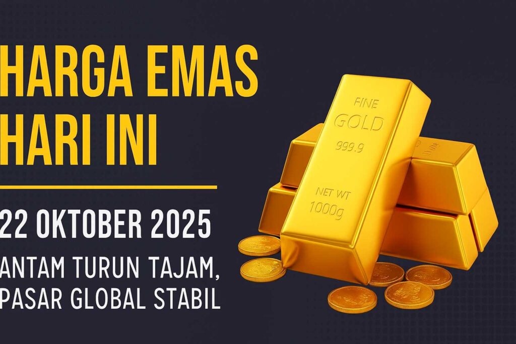 Harga Emas Antam Turun Tajam, Pasar Global Stabil