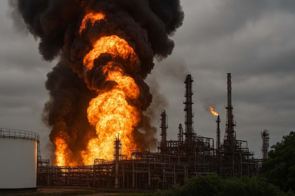 Kebakaran Kilang Pertamina Dumai Disertai Ledakan Keras Lima Pekerja Luka dan Warga Panik