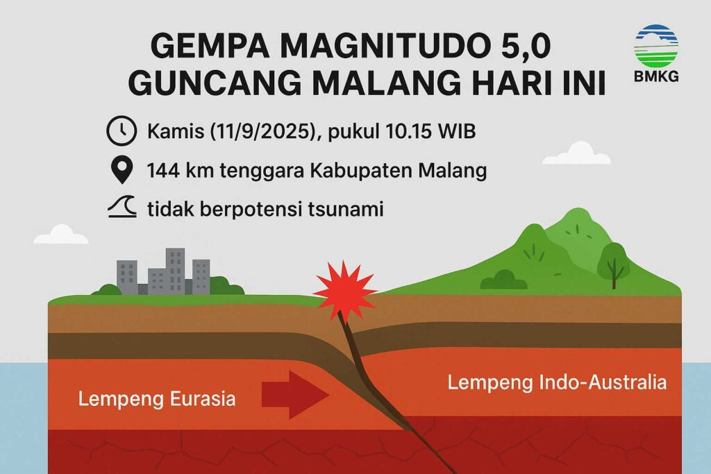 Gempa Magnitudo 5,0 Guncang Malang Hari Ini, BMKG Pastikan Tak Berpotensi Tsunami
